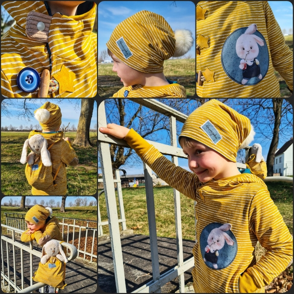 Patch / Aufnäher  - "Hase mit Limo" - Taupe